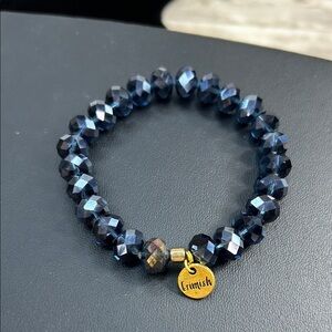 Erimish Midnight Blue Faceted Crystal Bracelet